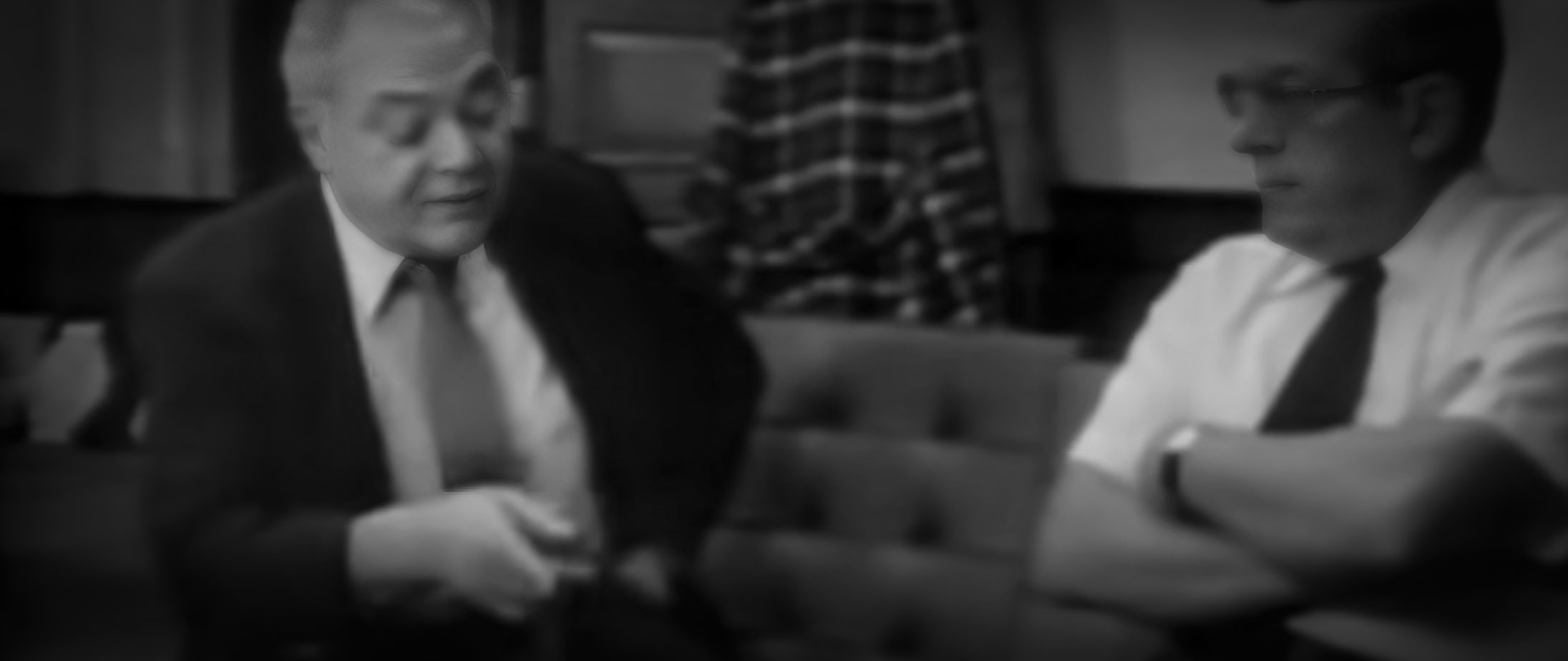 Legendary Salesman, Ben Feldman (left) showing his skills at effortlessly closing a sale.